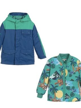 Kenzo Boys Jacket Hawai blue and green 2-in-1  Size 10Y